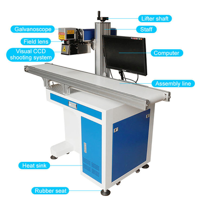 20W 30W 50W 100W Automatic Cabinet Fiber Laser Marking Engraving Machine con nastro trasportatore